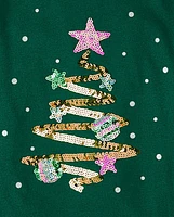 Girls Sequin Bar Back Graphic Top