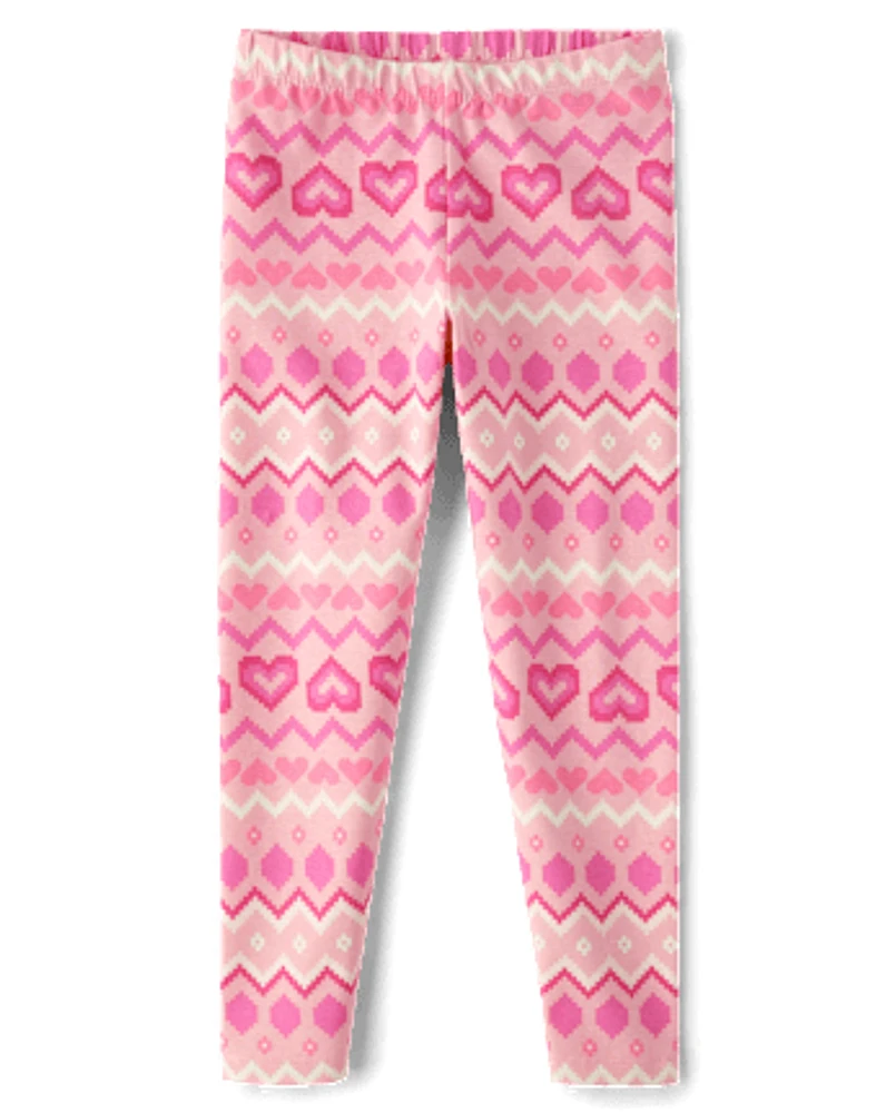 Girls Heart Fairisle Leggings