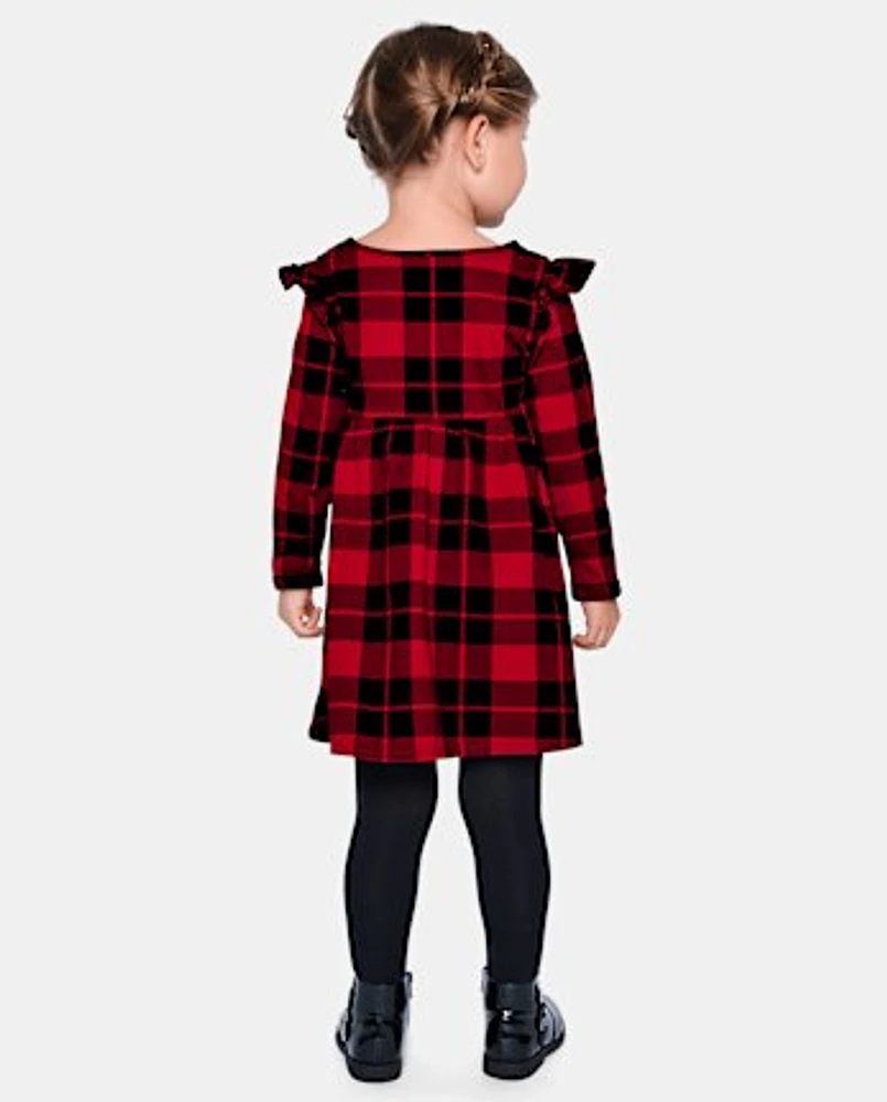 Baby And Toddler Girls Plaid Flutter Dress