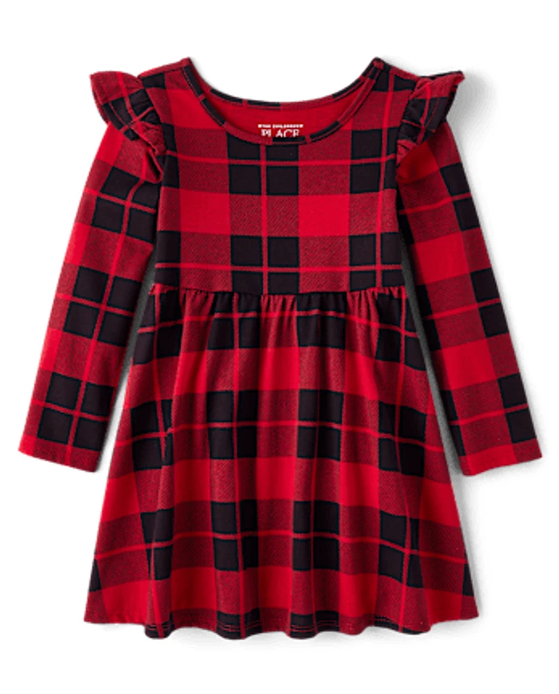 Baby And Toddler Girls Plaid Flutter Dress