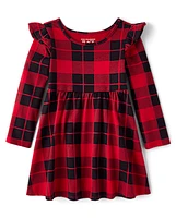 Baby And Toddler Girls Plaid Flutter Dress