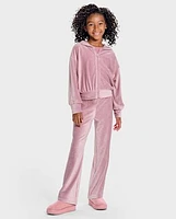 Girls Ribbed Velour Wide Leg Pants