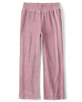 Girls Ribbed Velour Wide Leg Pants