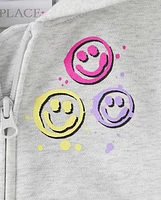 Girls Graphic Fleece Zip Up Hoodie