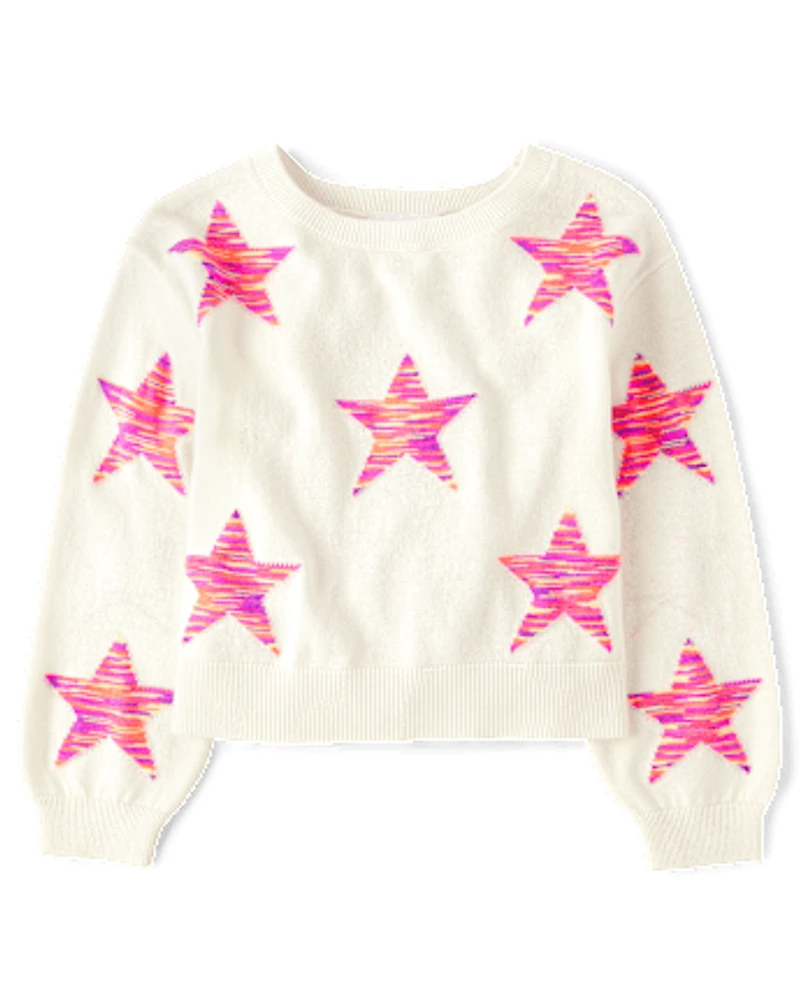 Girls Space Dye Star Sweater