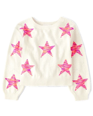 Girls Space Dye Star Sweater