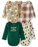 Baby Boys Plaid Bodysuit 4-Pack