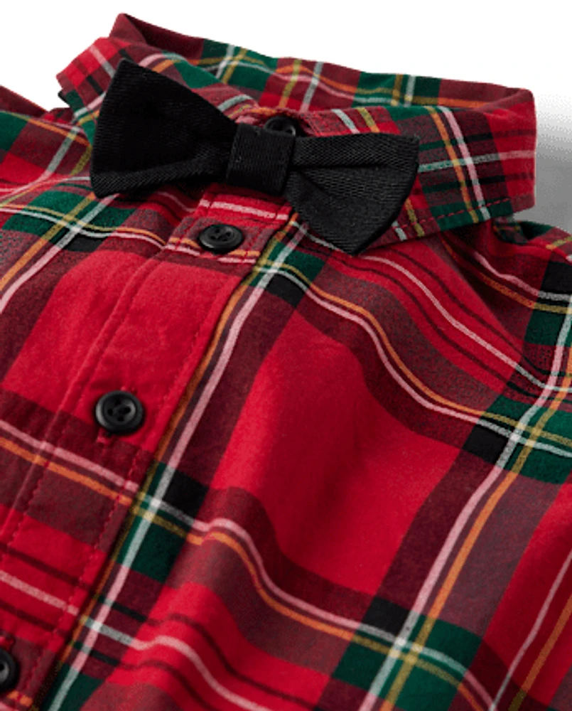 Baby Boys Matching Family Plaid Poplin 2-Piece Outfit Set