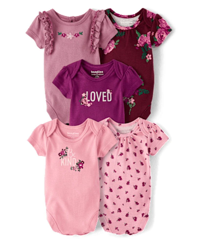 Baby Girls Floral Bodysuit -Pack