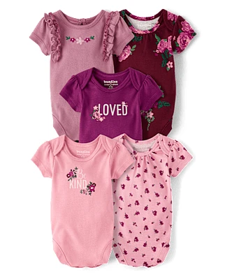 Baby Girls Floral Bodysuit -Pack