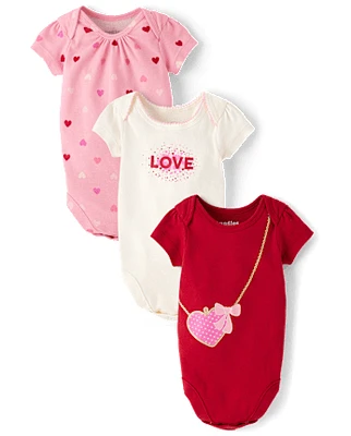 Baby Girls Heart Bodysuit 3-Pack