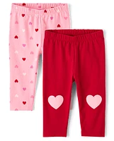 Baby Girls Heart Leggings 2-Pack