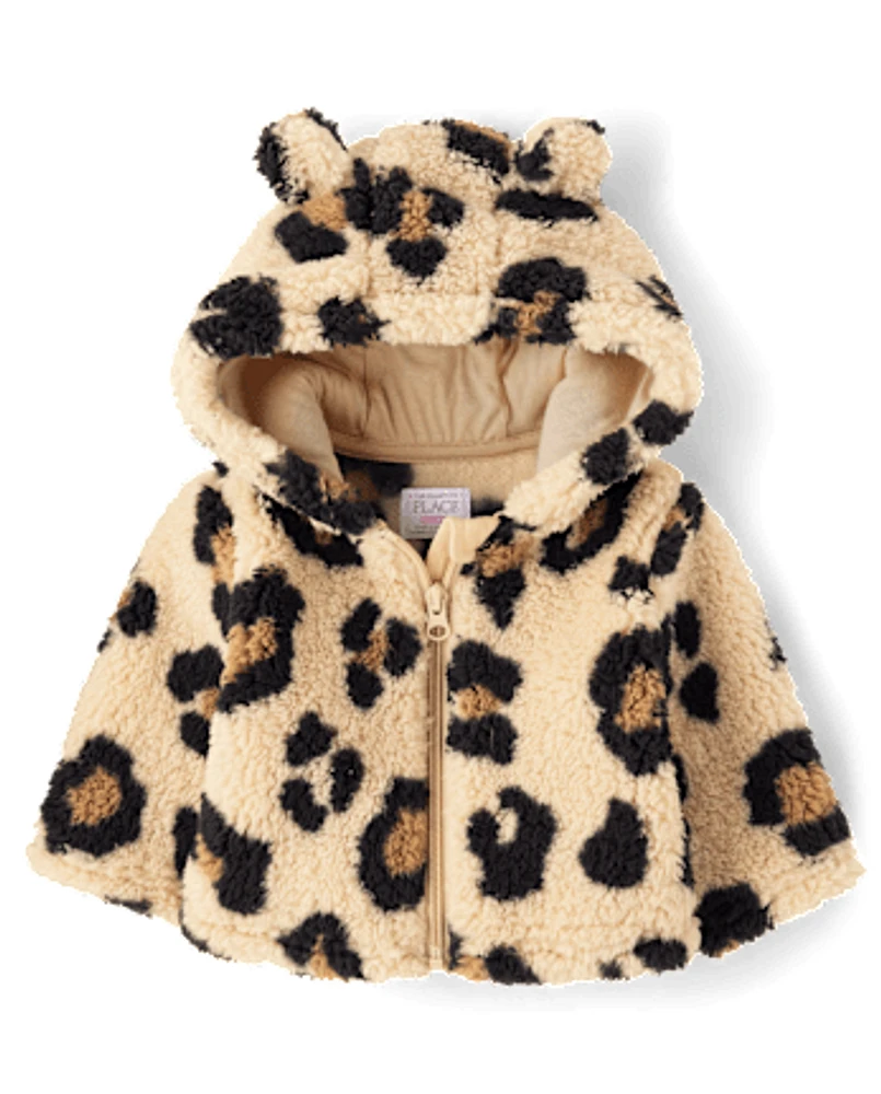 Baby Girls Leopard Sherpa Cozy Jacket