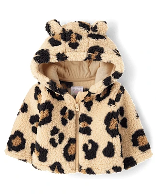 Baby Girls Leopard Sherpa Cozy Jacket