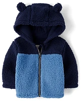 Baby Boys Colorblock Sherpa Cozy Jacket