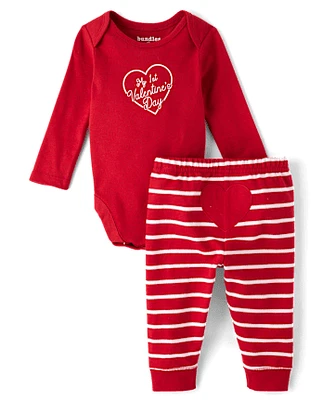 Unisex Baby First Valentine's Day 2-Piece Playwear Set