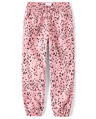 Girls Leopard Twill Jogger Pants