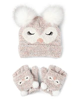 Girls Owl 2-Piece Cold Weather Set