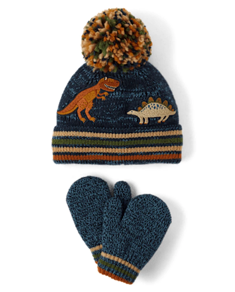 Toddler Boys Embroidered Dino 2-Piece Cold Weather Set