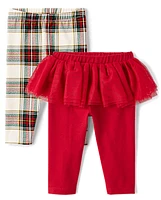 Baby Girls Plaid Tutu Leggings 2-Pack