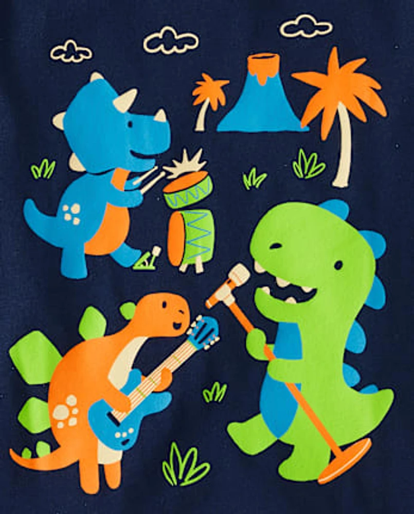 Baby And Toddler Boys Dino Rock Band Graphic Tee