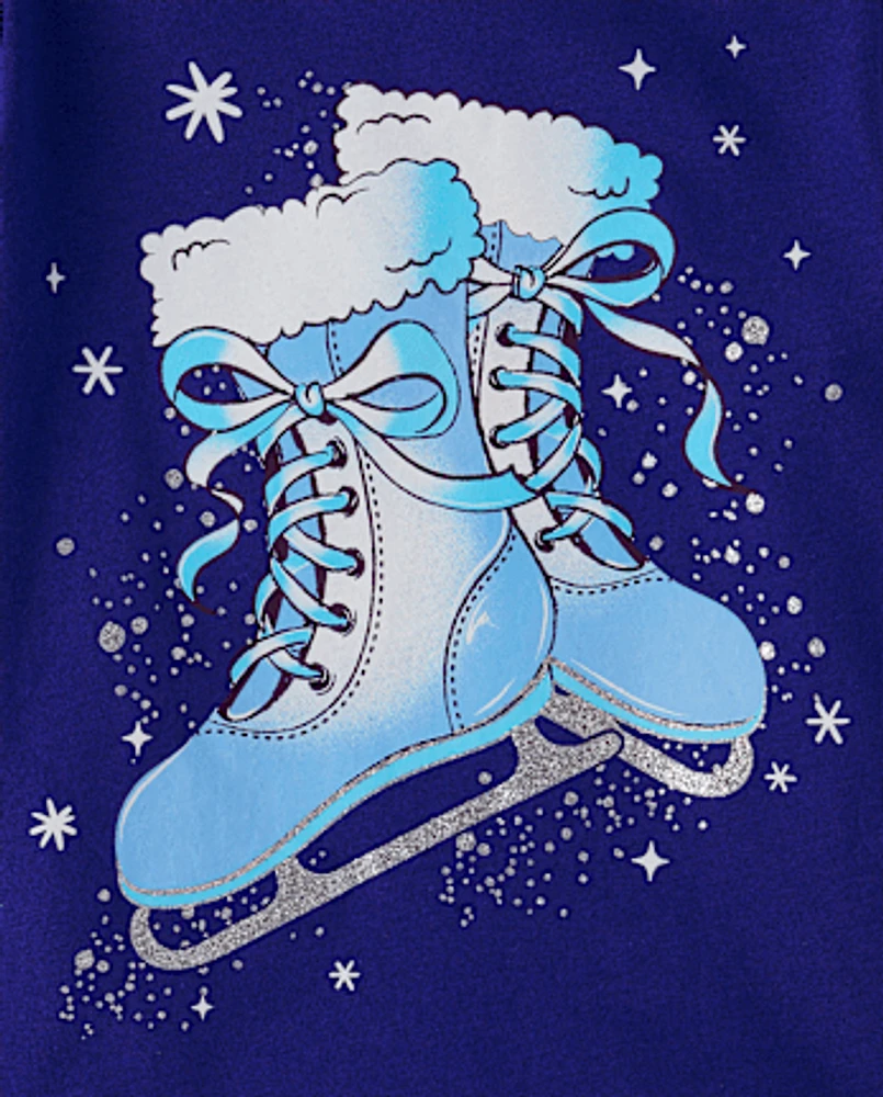 Baby And Toddler Girls Winter Ice Skates Graphic Tee