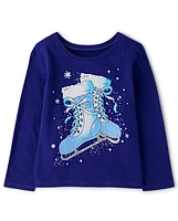 Baby And Toddler Girls Winter Ice Skates Graphic Tee