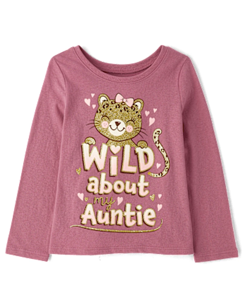 Baby And Toddler Girls Wild About My Auntie Graphic Tee