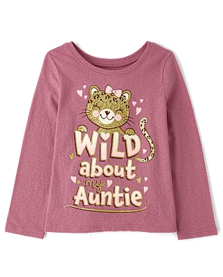 Baby And Toddler Girls Wild About My Auntie Graphic Tee