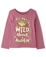 Baby And Toddler Girls Wild About My Auntie Graphic Tee