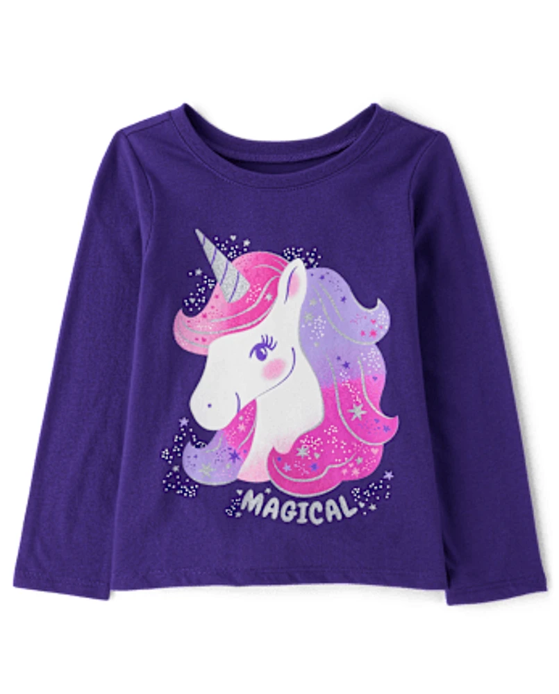 Baby And Toddler Girls Magical Unicorn Graphic Tee