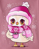 Baby And Toddler Girls Winter Owl Graphic Tee