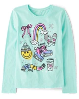 Girls Winter Doodles Graphic Tee