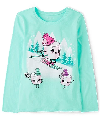 Girls Winter Marshmallows Graphic Tee