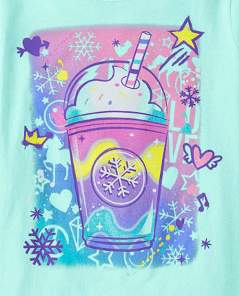 Girls Winter Tie-Dye Drink Graphic Tee