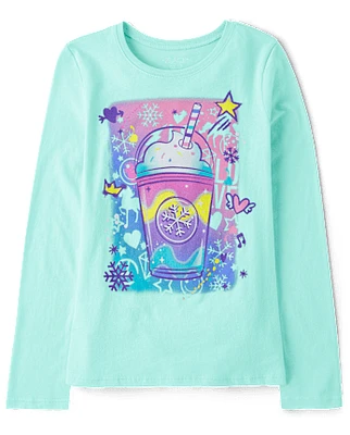 Girls Winter Tie-Dye Drink Graphic Tee