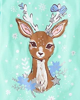 Girls Winter Deer Graphic Tee