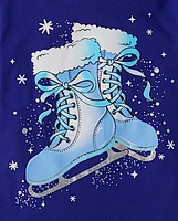 Girls Winter Ice Skates Graphic Tee