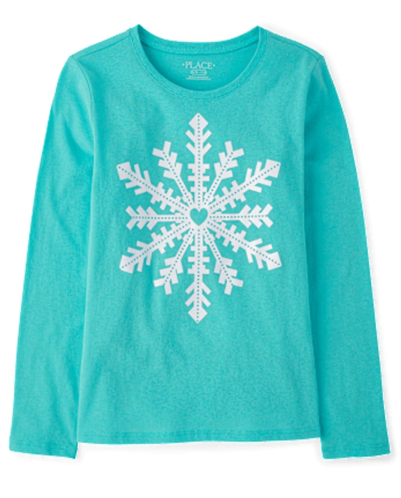 Girls Winter Snowflake Graphic Tee