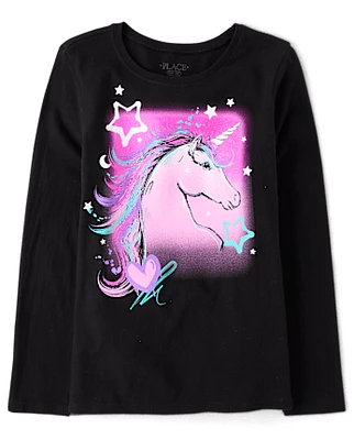 Girls Unicorn Stars Graphic Tee