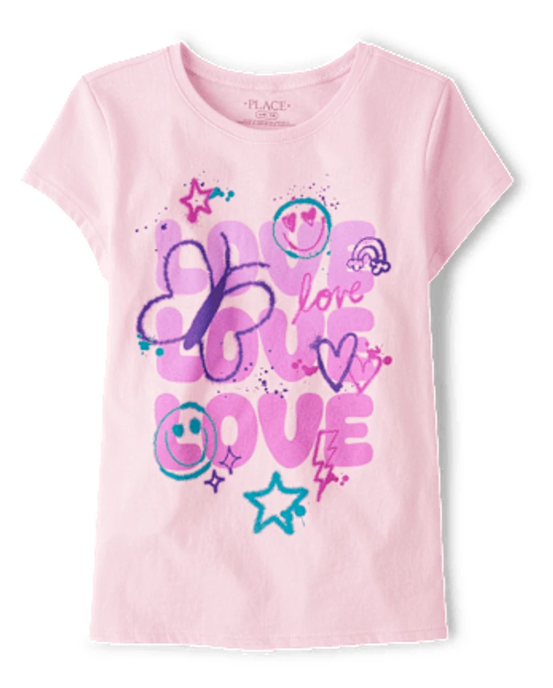 Girls Love Butterfly Graphic Tee