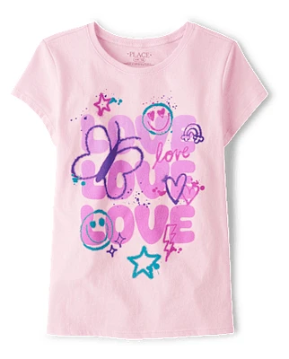 Girls Love Butterfly Graphic Tee