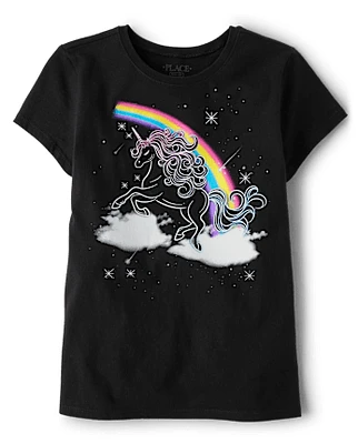 Girls Rainbow Unicorn Graphic Tee