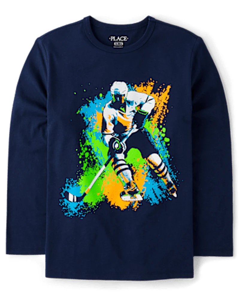 Boys Hockey Player Graphic Tee