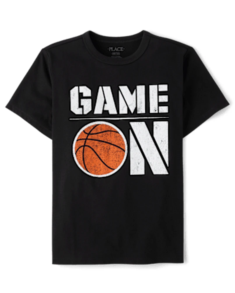 Boys Game On Basketball Graphic Tee