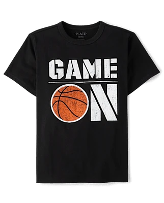 Boys Game On Basketball Graphic Tee