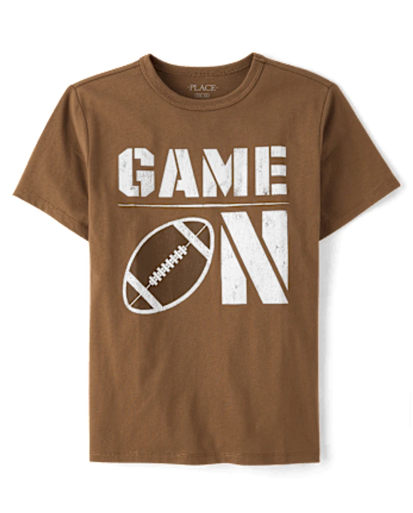 Boys Game On Football Graphic Tee