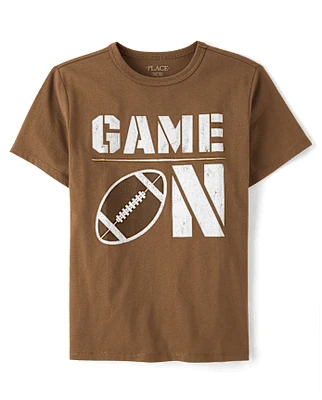 Boys Game On Football Graphic Tee