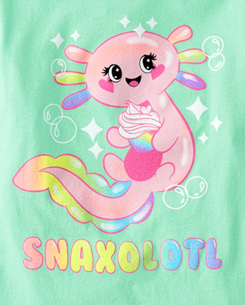 Girls Axolotl Snacks Graphic Tee