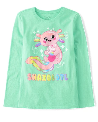 Girls Axolotl Snacks Graphic Tee